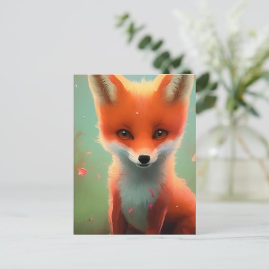 Adorable Red Fox Postcard Postkarte (Stehend Vorderseite)