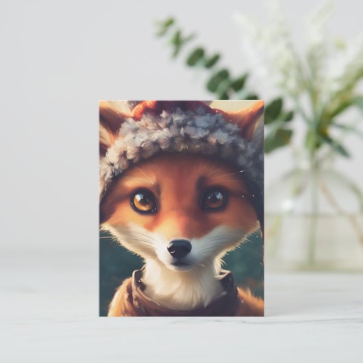 Adorable Red Fox Postkarte (Stehend Vorderseite)