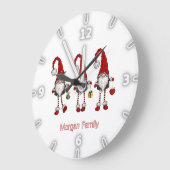 Adorable Red Gnomes Weihnachten Große Wanduhr (Winkel)