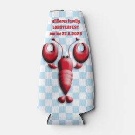 Adorable Red Hummer Herz Pincers Blue Checkered Flaschenkühler