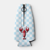 Adorable Red Hummer Herz Pincers Blue Checkered Flaschenkühler (Rückseite)