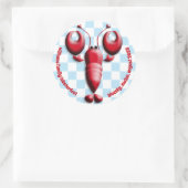 Adorable Red Hummer Herz Pincers Blue Checkered Runder Aufkleber (Tasche)