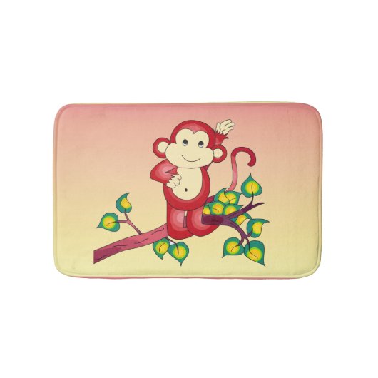 Adorable Red Monkey Animal Bath Matts Badematte (Vorderseite)