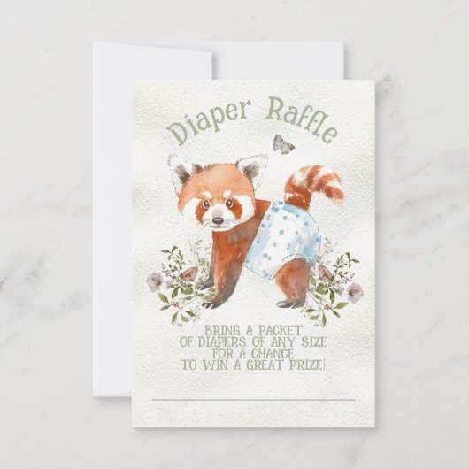 Adorable Red Panda Bear Diaper Raffel Einladung (Vorderseite)
