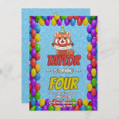 Adorable Red Panda Birthday Invite Einladung (Vorne/Hinten)