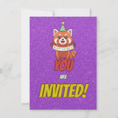 Adorable Red Panda Birthday Invite Einladung (Rückseite)