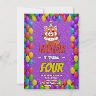 Adorable Red Panda Birthday Invite Einladung
