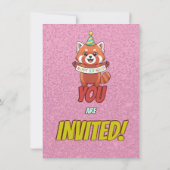 Adorable Red Panda Birthday Invite Einladung (Rückseite)