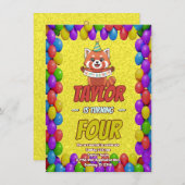 Adorable Red Panda Birthday Invite Einladung (Vorne/Hinten)