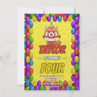 Adorable Red Panda Birthday Invite Einladung