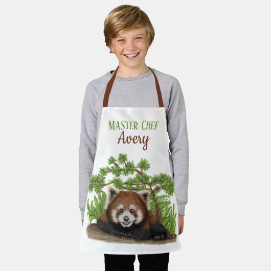 Adorable Red Panda Personalisiert Kids Schürze (Getragen)