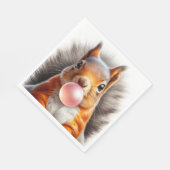 Adorable Red Squirrel Blasebalgum Kinderzimmer Serviette (Ecke)