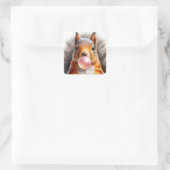 Adorable Red Squirrel Blasebalgum Quadratischer Aufkleber (Tasche)