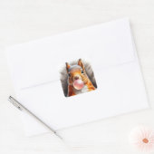Adorable Red Squirrel Blasebalgum Quadratischer Aufkleber (Umschlag)