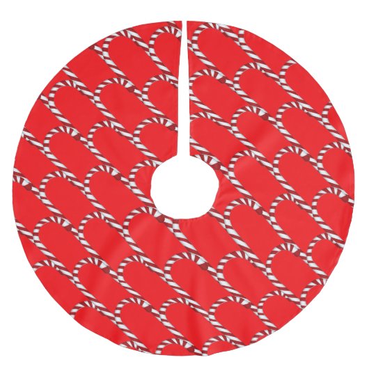 Adorable Red & White Candy Cane Muster Baumrock Polyester Weihnachtsbaumdecke (Vorderseite)