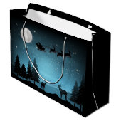 Adorable Reindeer At Night Große Geschenktüte (Rückseite Schrägansicht)