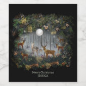 Adorable Reindeer At Night Weinetikett (Einzelnes Label)