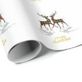 Adorable Reindeers Buffalo Kariert Frohe Weihnacht Geschenkpapier (Rolleneckpunkt)