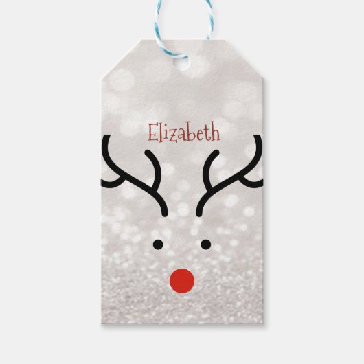 Adorable Rentier Face, Bokeh Geschenkanhänger (Vorderseite)