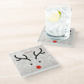 Adorable Rentier Face, Bokeh Glasuntersetzer (Schrägansicht)