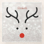 Adorable Rentier Face, Bokeh Glasuntersetzer (Vorderseite)