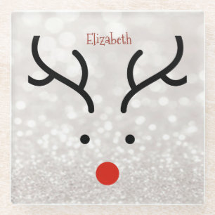 Adorable Rentier Face, Bokeh Glasuntersetzer