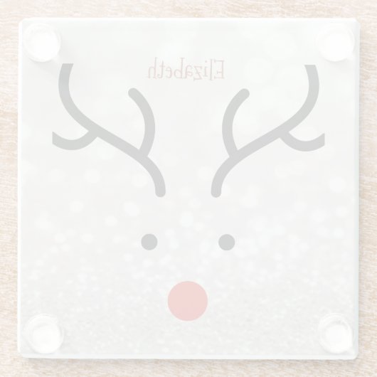 Adorable Rentier Face, Bokeh Glasuntersetzer (Rückseite)