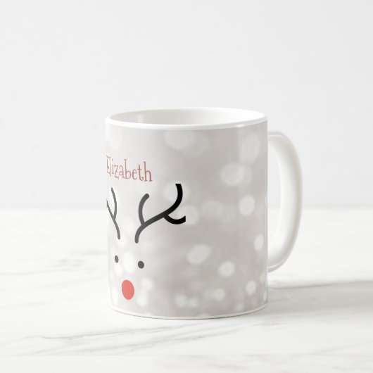 Adorable Rentier Face, Bokeh Kaffeetasse (VorderseiteRechts)