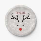 Adorable Rentier Face, Bokeh Pappteller (Vorderseite)