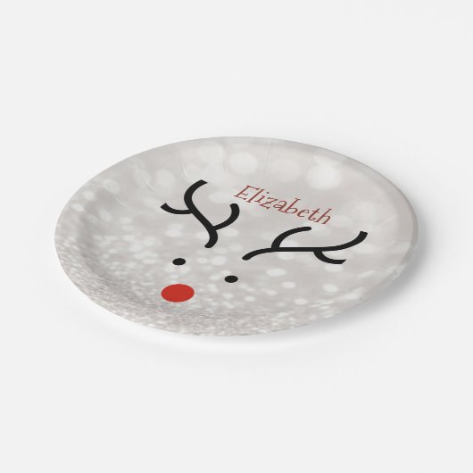 Adorable Rentier Face, Bokeh Pappteller (Schrägansicht)