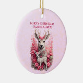 Adorable Rentier Maßgeschneiderte Weihnachtsschmuc Keramik Ornament (Rechts)