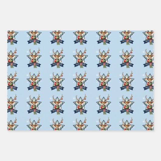 Adorable Rentier Weihnachtsfeier Geschenkpapier Set (Vorderseite 3)