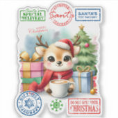 Adorable Rentier Weihnachtskleber Aufkleber (Vorderseite)
