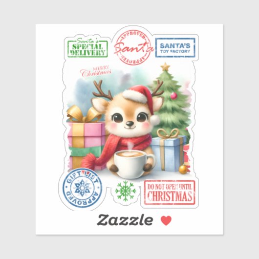 Adorable Rentier Weihnachtskleber Aufkleber (Blatt)