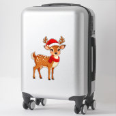 Adorable Rentier-Weihnachtsmannmütze Aufkleber (Koffer)