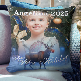 Adorable Rentier Winter Wonderland Foto Kissen