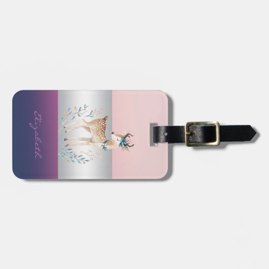 Adorable Rentiere, Stripe Girl Gepäckanhänger (Vorderseite horizontal)