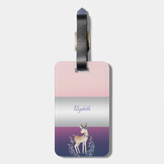 Adorable Rentiere, Stripe Girl Gepäckanhänger (Rückseite vertikal)