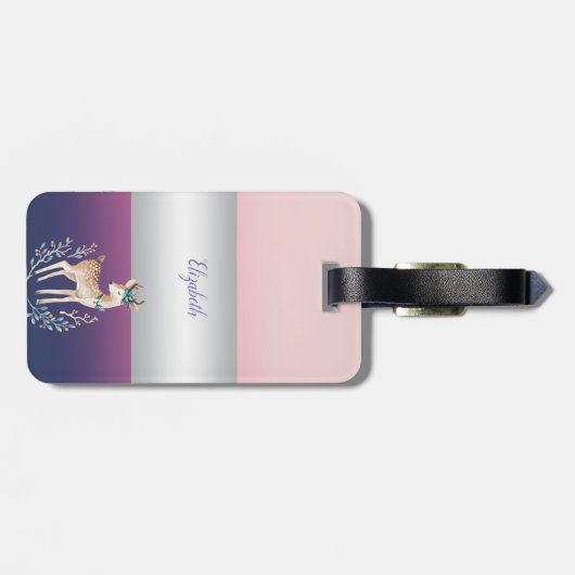 Adorable Rentiere, Stripe Girl Gepäckanhänger (Rückseite horizontal)