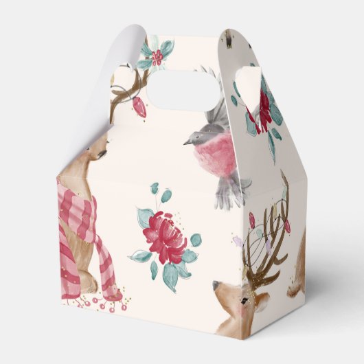Adorable Rentiere, Vögel, Blume Geschenkschachtel (Rückseite)