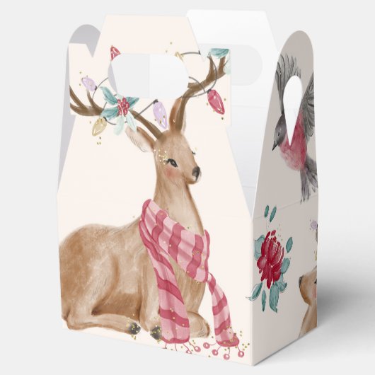 Adorable Rentiere, Vögel, Blume Geschenkschachtel (Geöffnet)