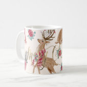 Adorable Rentiere, Vögel, Blume Kaffeetasse (Vorderseite Links)
