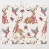 Adorable Rentiere, Vögel, Blume Schaumweinetikett (Einzelnes Label)