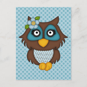 Adorable Retro Blue Owl Geschenke und T-Shirts Postkarte