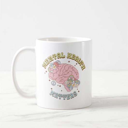 Adorable Retro-Mental Health-Materie Kaffeetasse (Links)