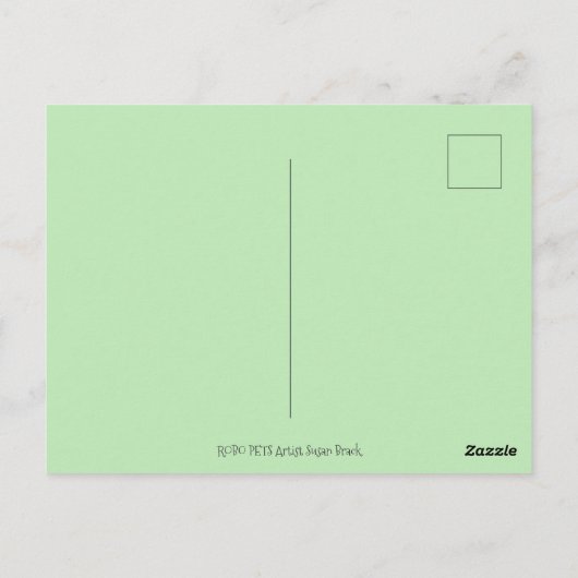 ADORABLE ROBOT BULLDOG & FELINE FRIEND Funny Blank Postkarte (Rückseite)