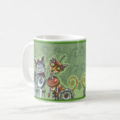 ADORABLE ROBOT BULLDOG UND FELINE FREUND Funny Fun Kaffeetasse (Vorderseite Links)