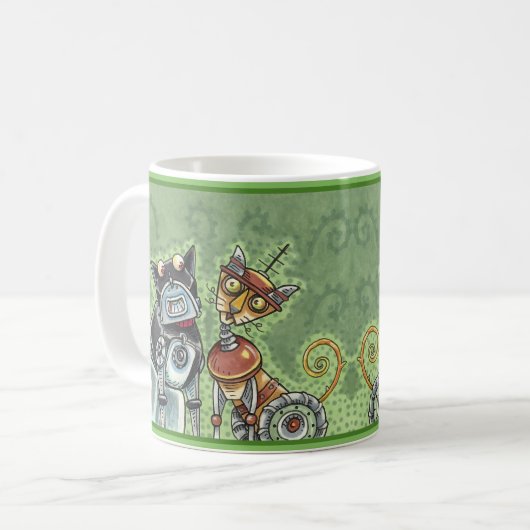 ADORABLE ROBOT BULLDOG UND FELINE FREUND Funny Fun Kaffeetasse (Vorderseite Links)