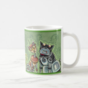 ADORABLE ROBOT BULLDOG UND FELINE FREUND Funny Fun Kaffeetasse