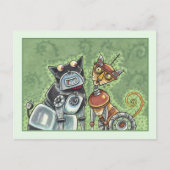 ADORABLE ROBOT BULLDOG UND FELINE FRIEND Funny Fun Postkarte (Vorderseite)